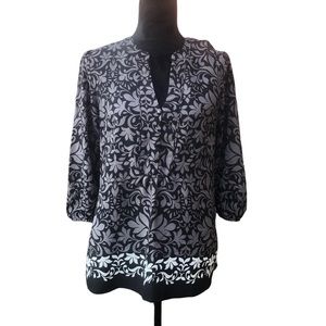 Ann Taylor Loft Dark Floral Blouse size Small